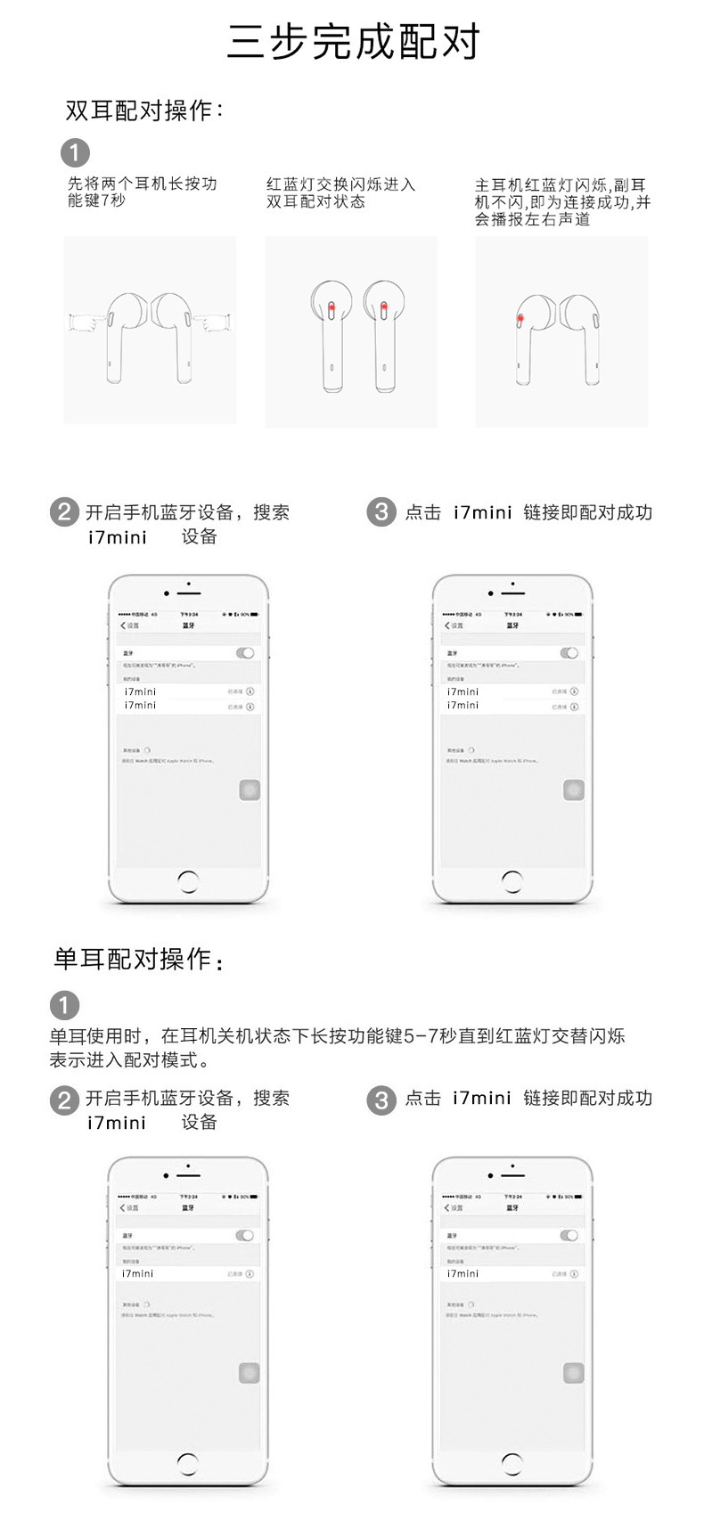 i7mini wireless bluetooth headset tws dual ear stereo sports