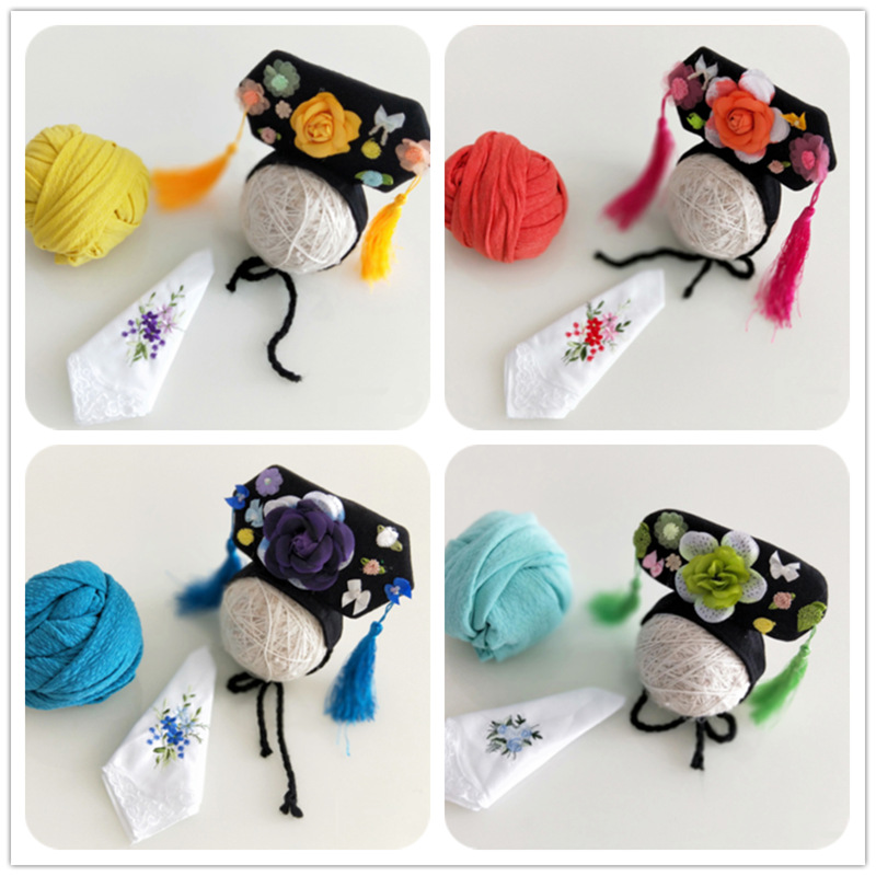 创意新生儿满月头饰 清朝格格造型道具复古儿童摄影服装拍照帽子