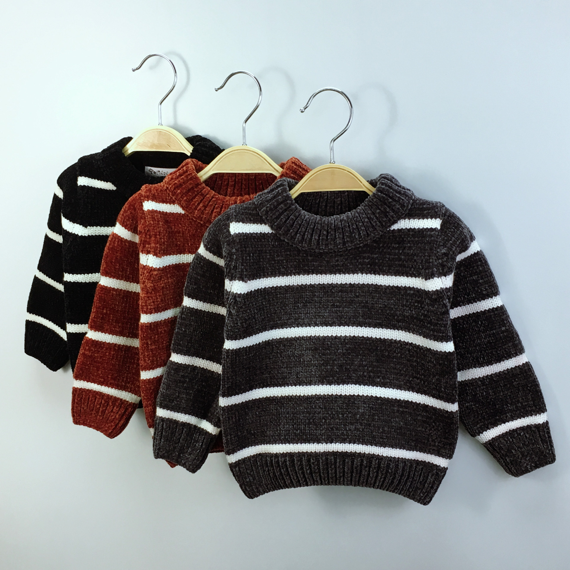 雪尼尔经典款纯色童装毛衣 2018小童加厚毛衣 男女童韩版可爱毛衣