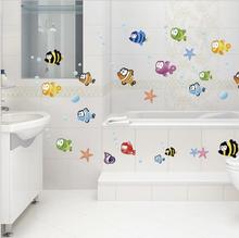 厂家新款装饰画卫生间浴室儿童房背景海底墙贴纸泡泡鱼AY618