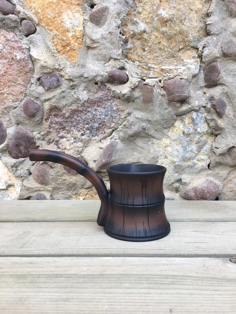 建彩雅陶紫陶公道杯仿竹节非紫砂茶具180ml