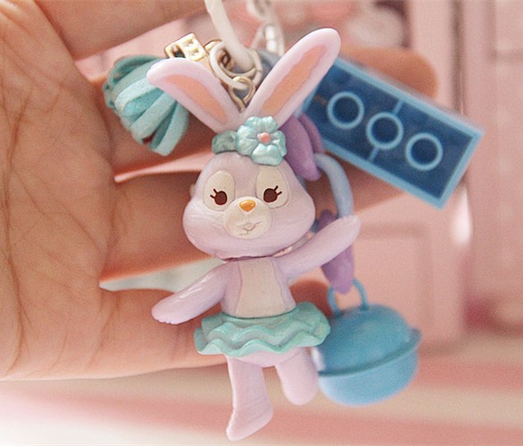 卡通df雪莉玫芭蕾兔钥匙扣挂件头部可转动生日礼物玩偶