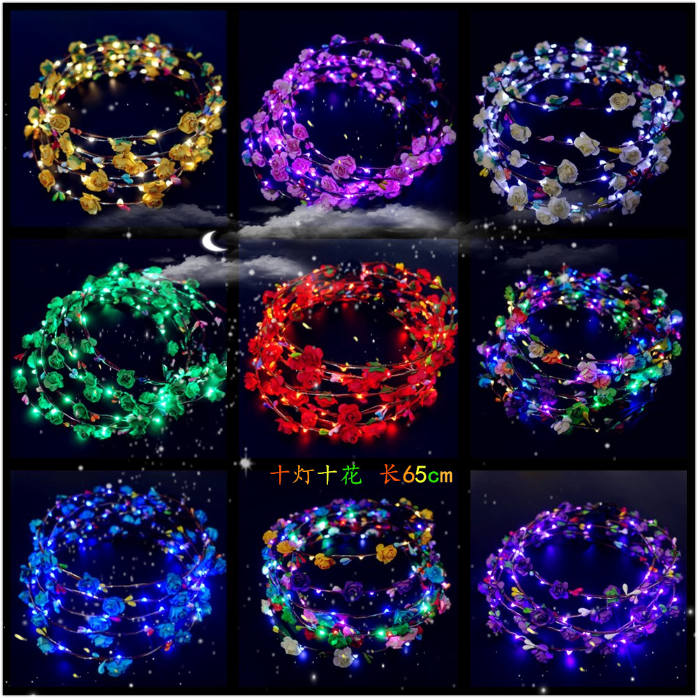 Luminous Garland Colorful Rattan Headdress LED Light Concert Headband Children's Stall Night Market Luminous Toys Wholesale