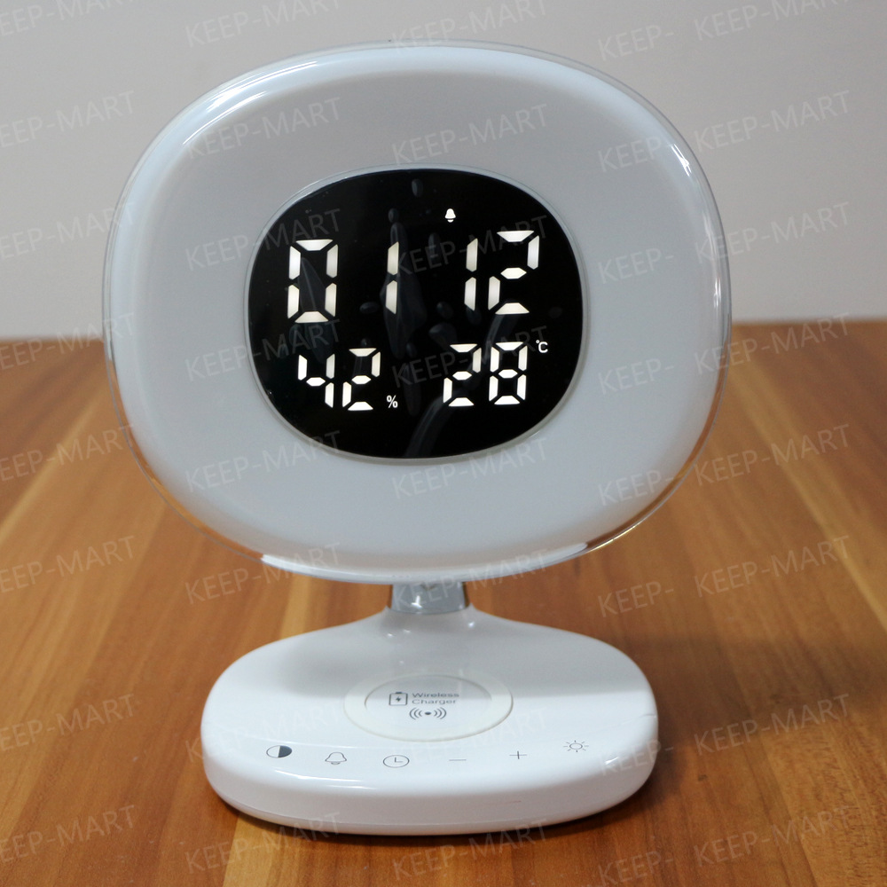 跨境爆款自然唤醒灯闹钟白色led起床灯模拟日出七彩变色灯时钟