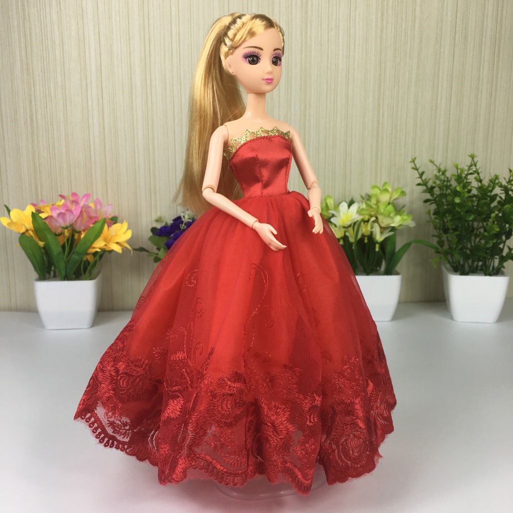 新齐芭比娃娃3d真眼关节公主女孩换装洋娃娃婚纱过家家女童玩具