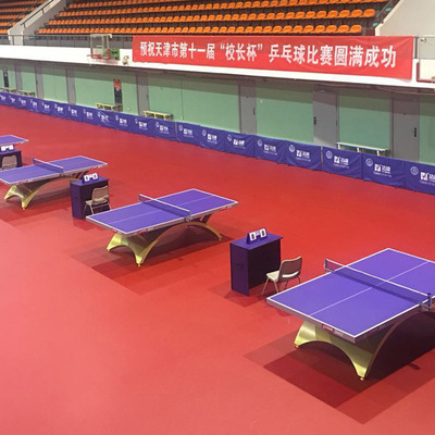 室内运动场乒乓球馆专用枣红色地胶长圣小米纹pvc塑胶运动地板