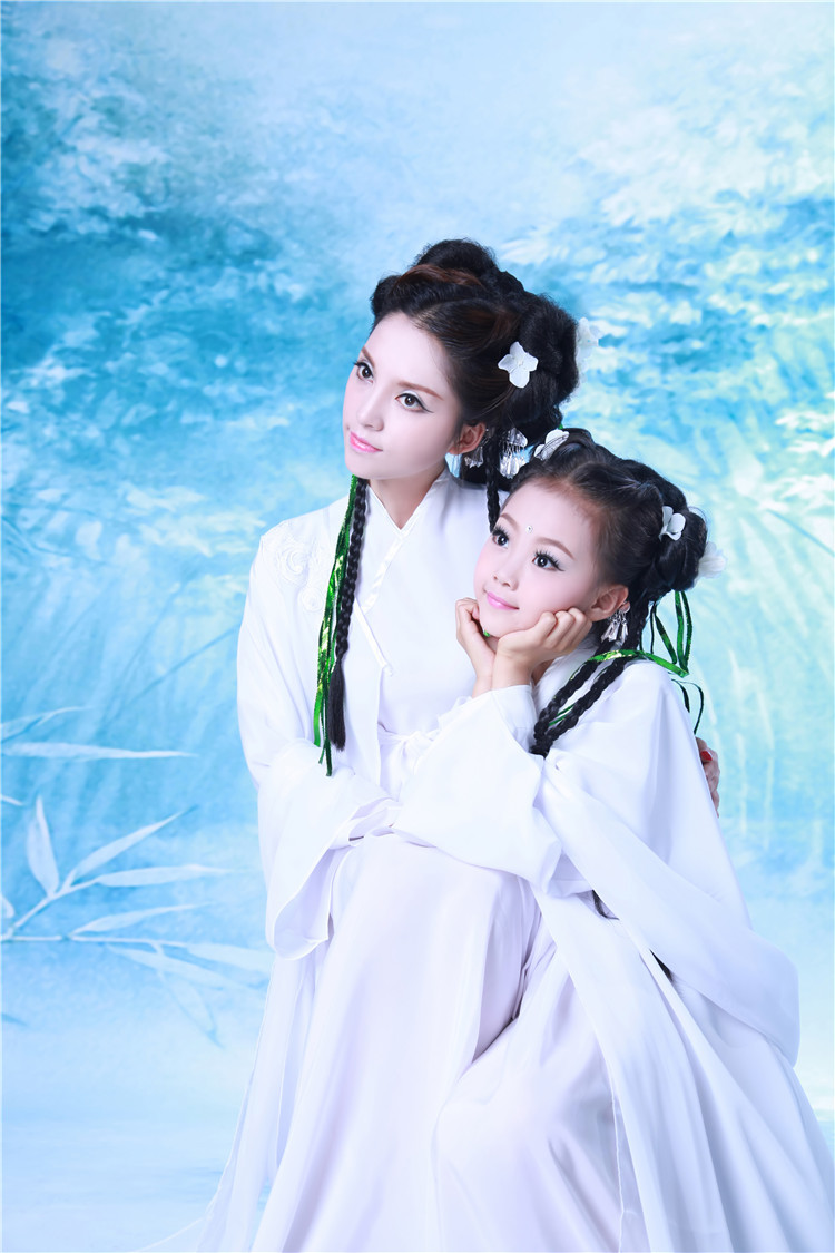 亲子古装汉服母子装儿童改良日常服装复古民族风摄影影楼写真女装