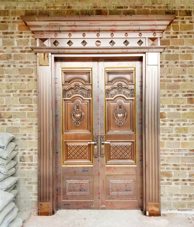 厂家定做304不锈钢罗马柱对开大门 别墅进户大门 防盗庭院会所门