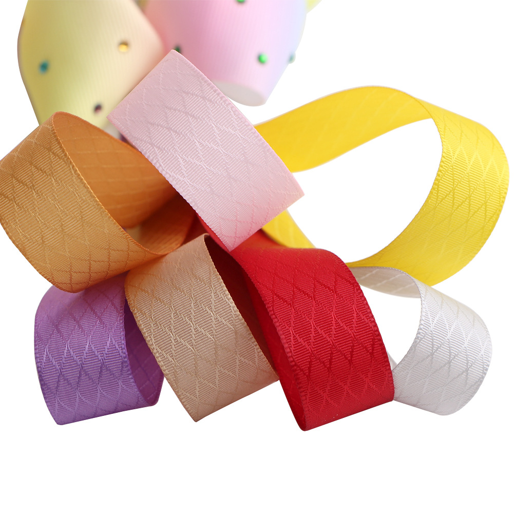 厂家直销菱形格双面丝带 28色*4个宽度蛋糕烘焙包装丝带 服装辅料