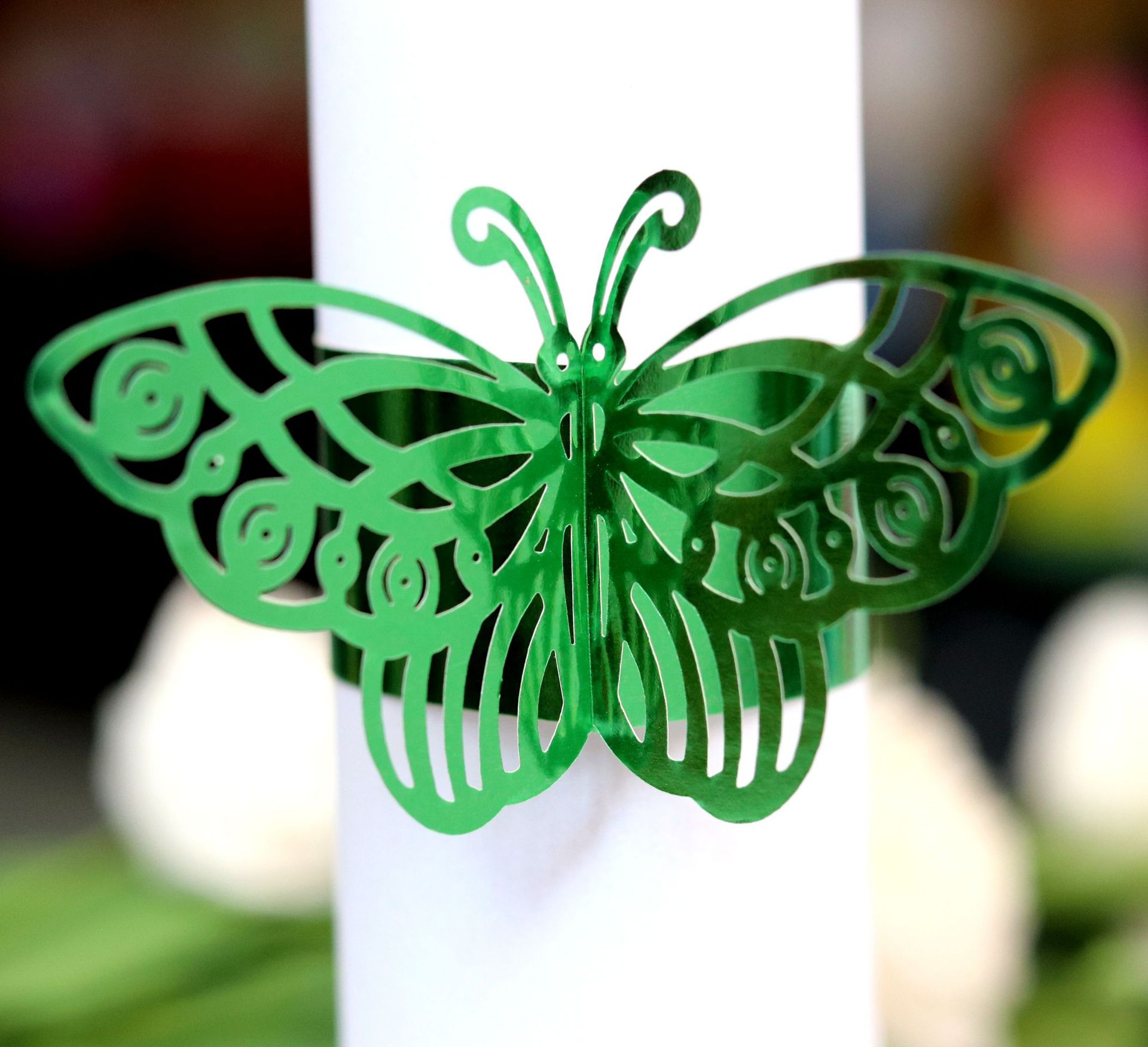 珠光纸蝴蝶餐巾扣 白色激光镂空纸环 西餐厅用毛巾扣 浙江定制