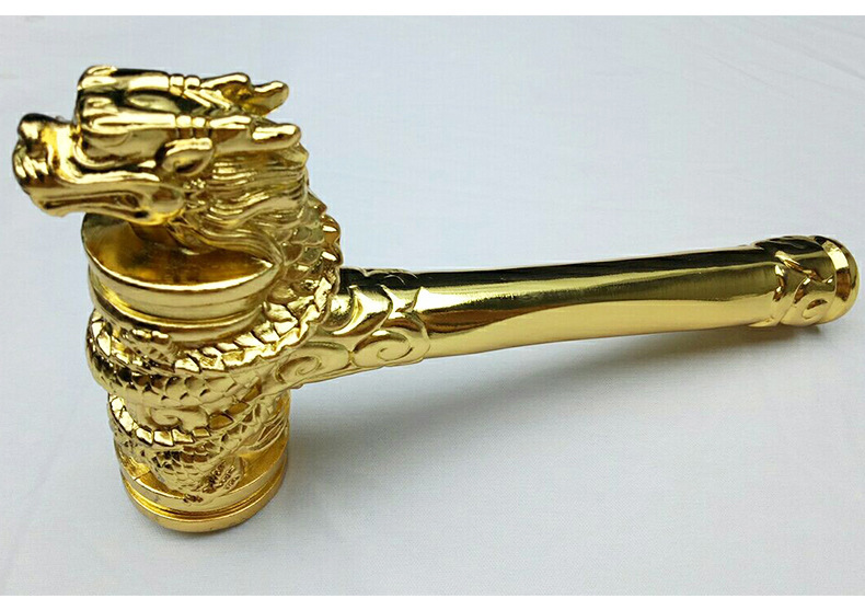 厂家直销装饰公司 金色青铜开工锤 龙头锤 质量锤 金属锤子可刻字