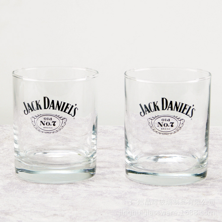 圆形300ml350ml玻璃威士忌酒杯杰克丹尼赠品广告杯印花烤花logo杯