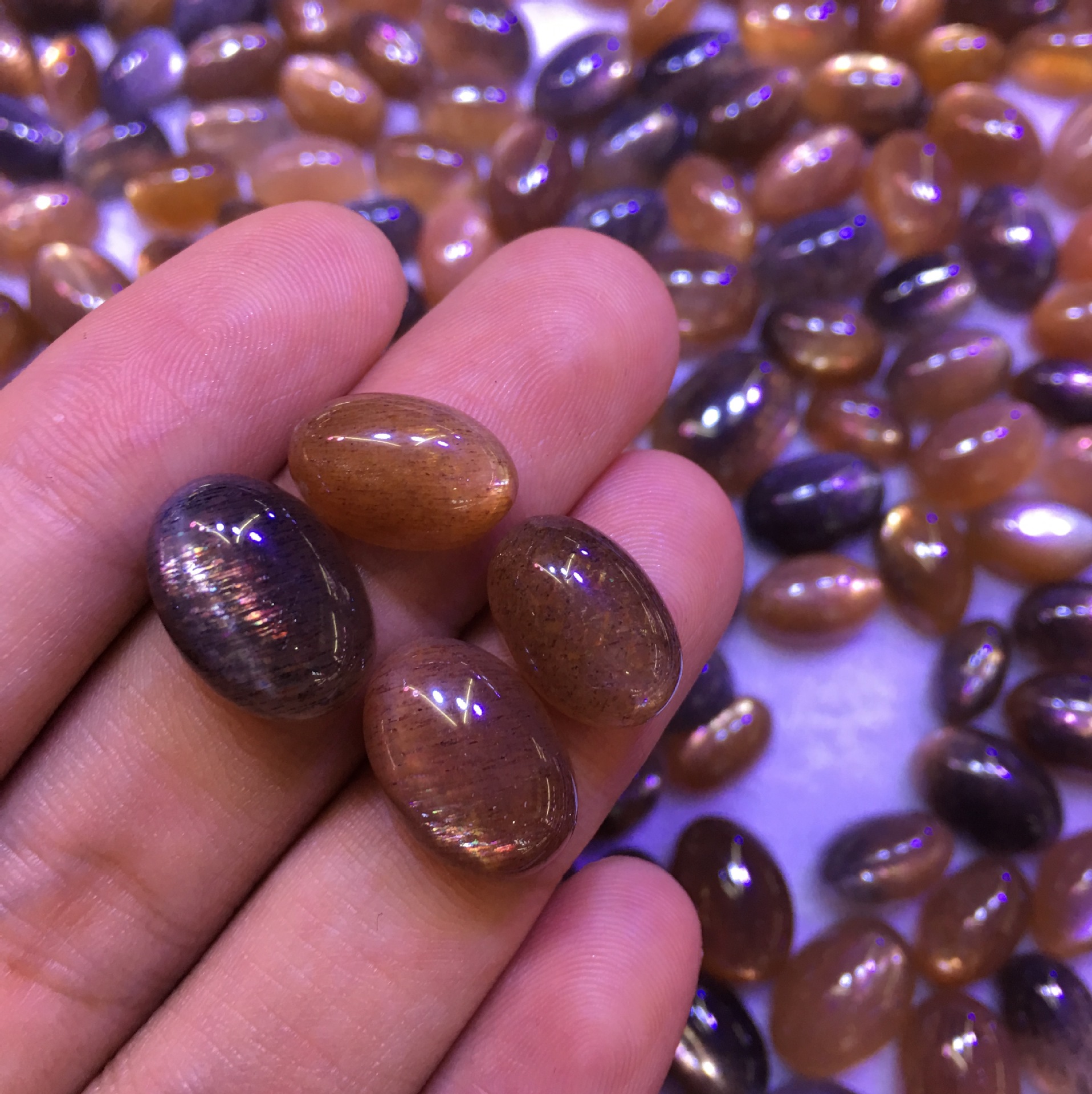 可塘厂家批发天然金太阳石戒面 金太阳石戒指面 金太阳石批发价格