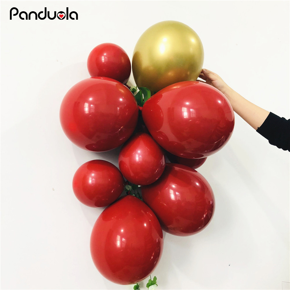 网红宝石红马卡龙生日气球串 浪漫结婚气球婚礼婚房装饰布置用品