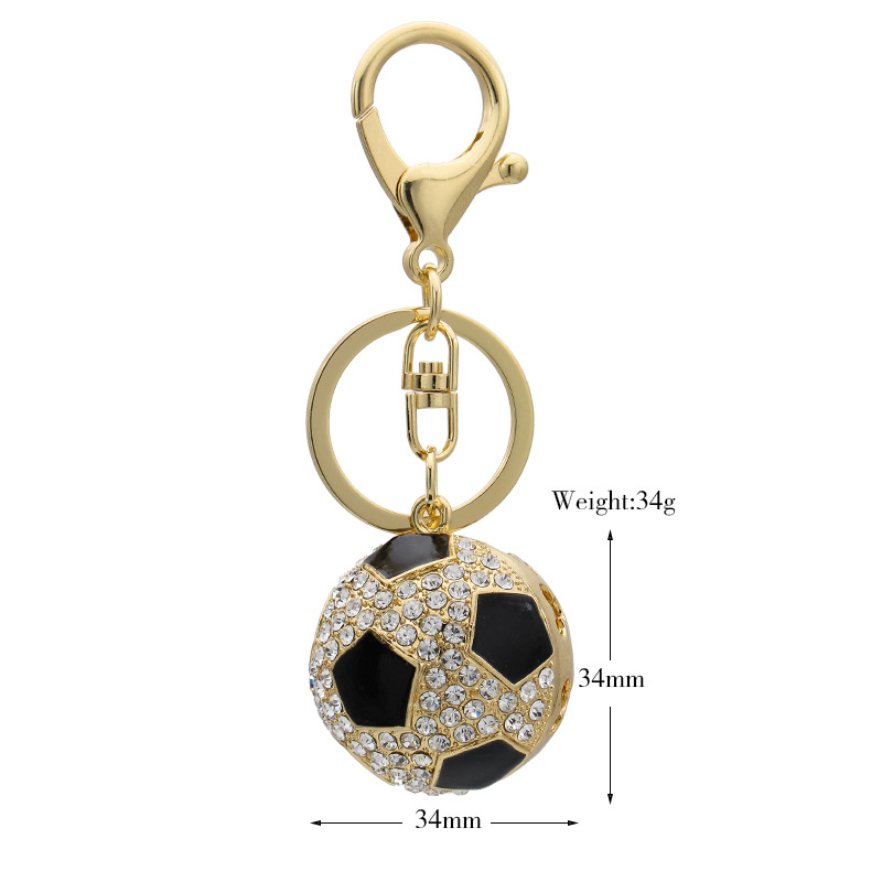 Metal Diamond Sports Football Key Ring Personalized Three-Dimensional Rhinestone Ball Car Key Ring Ornament Gifts