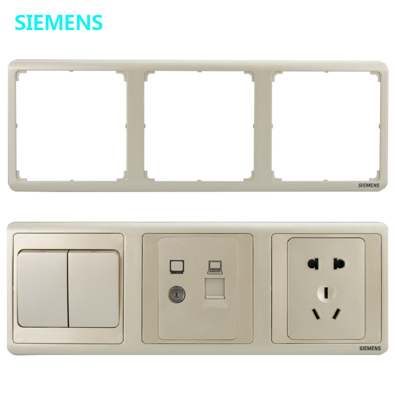 西门子开关插座面板远景系列金棕雅白彩银二位三位四位五连体边框