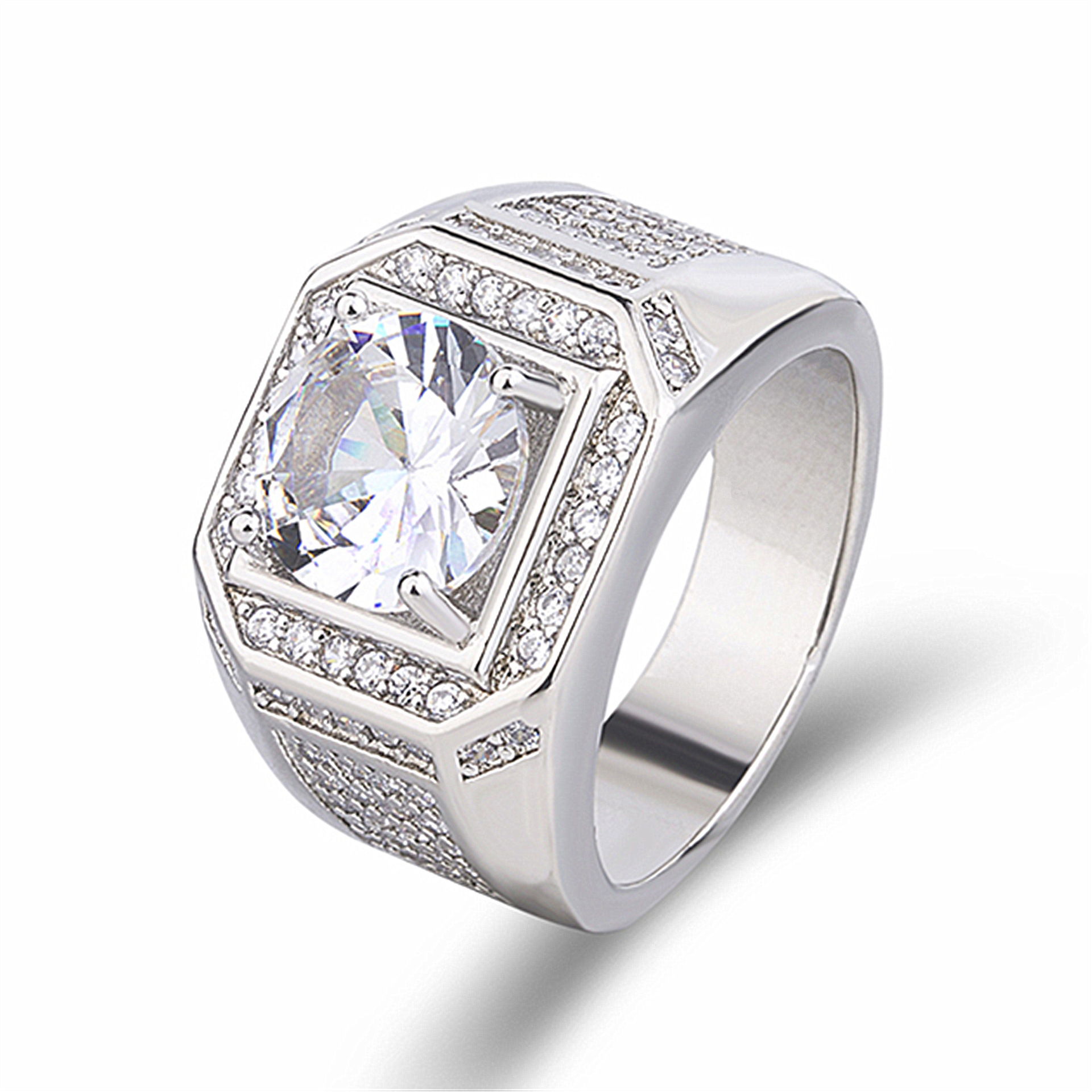 高端wish热卖欧美时尚戒指霸气男士钻戒 创意满钻微镶戒指批发