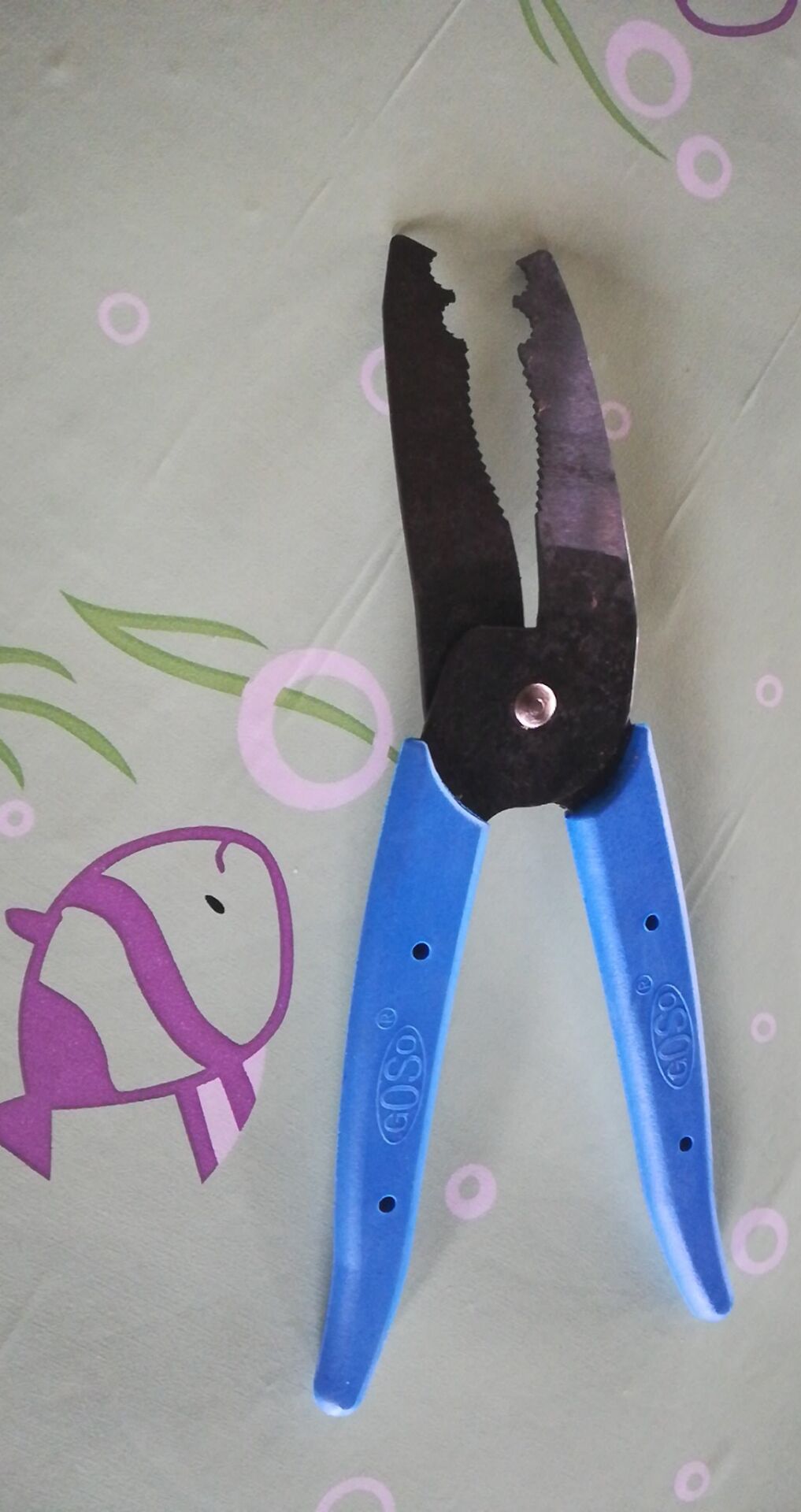 goso新款蓝柄加长拆面板钳子 上下钳对齿精准 弹簧钢耐用