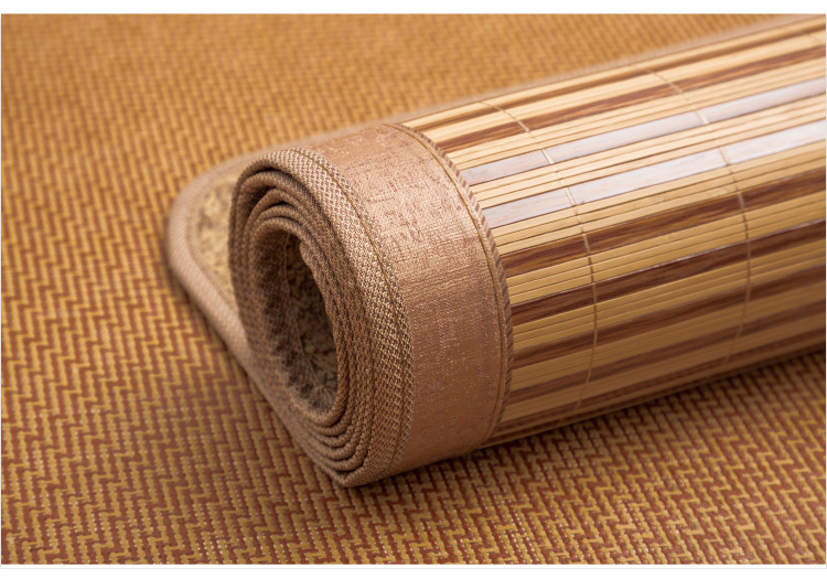 2018竹音台高档半木纹折叠双面竹凉席成品半成品大包边 万年青