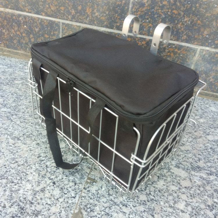 折叠自行山地车筐包布兰内衬兜子黑色带盖子