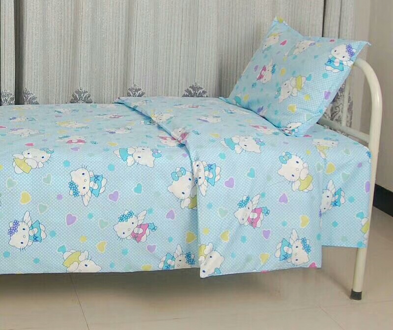 医院儿科幼儿园学校床上用品三件套床单被套kt猫涤棉