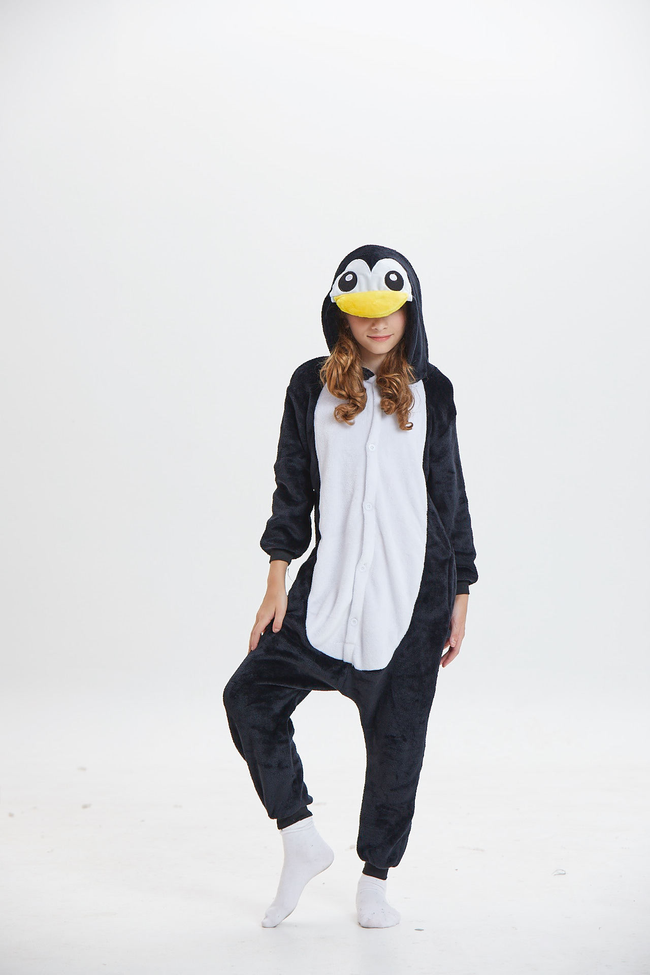 冬季法兰绒儿童企鹅卡通动物连体睡衣演出服装cosplay服kigurumi