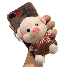 开发创意手机壳可爱毛绒小猪手机套玩具 企业吉祥物礼品赠品饰品