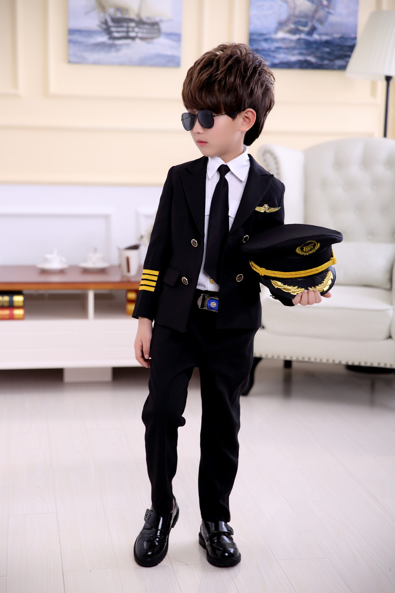 少年机长服装空少空姐空哥飞行员空军制服儿童西装礼服六一演出服