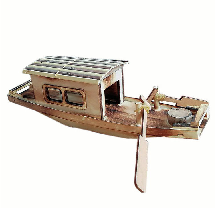 景区热卖 木头小船工艺品摆件 中式水乡传统乌篷船模型 工厂批发