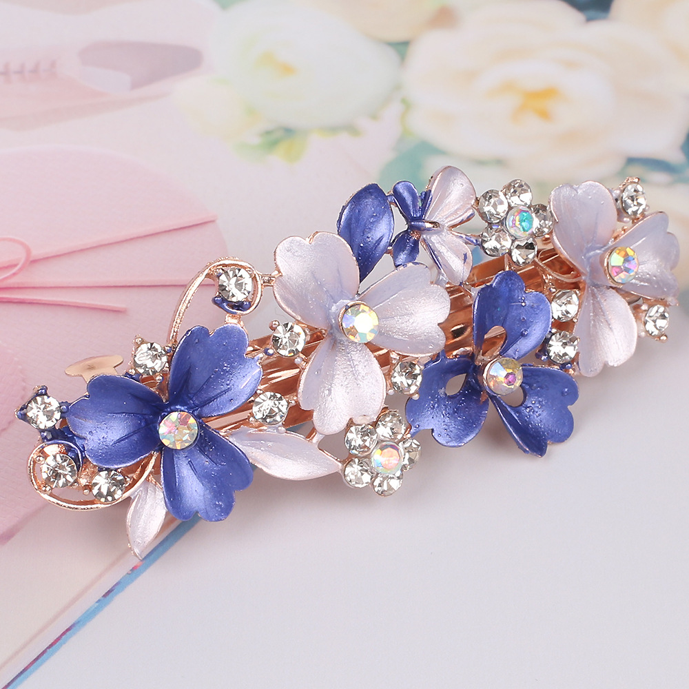 合金发饰韩版镶水钻高档花卉发夹发饰店绘头饰厂家直销批发采购价格