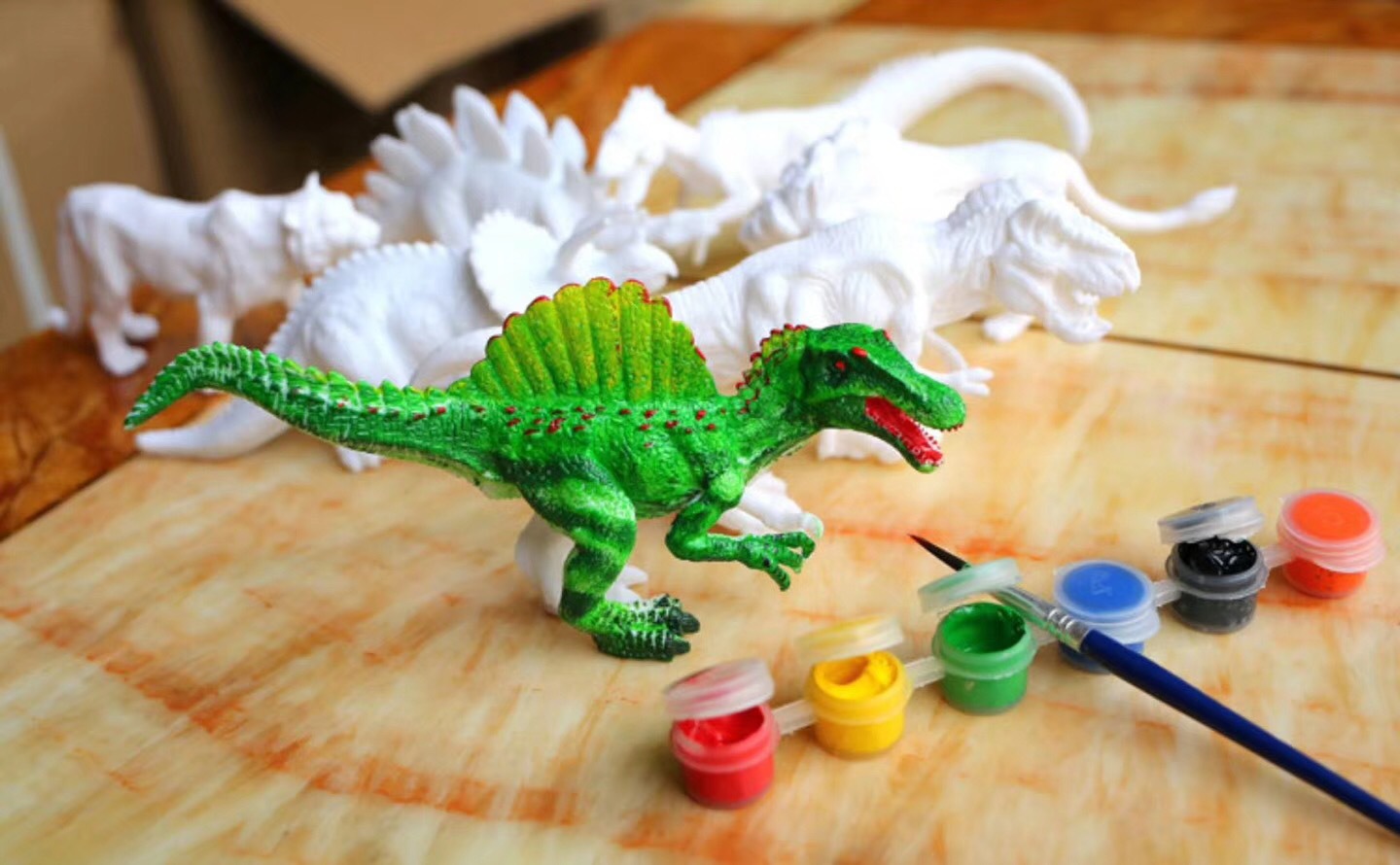 儿童手工涂色恐龙搪胶白胚diy上色玩具石膏娃娃彩绘霸王龙模具型