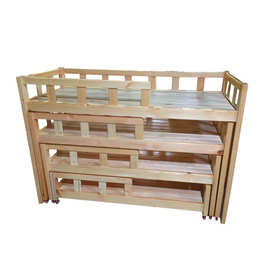 厂家护栏直销环保木实木幼儿园宝宝午睡叠叠床四层儿童推拉床环保