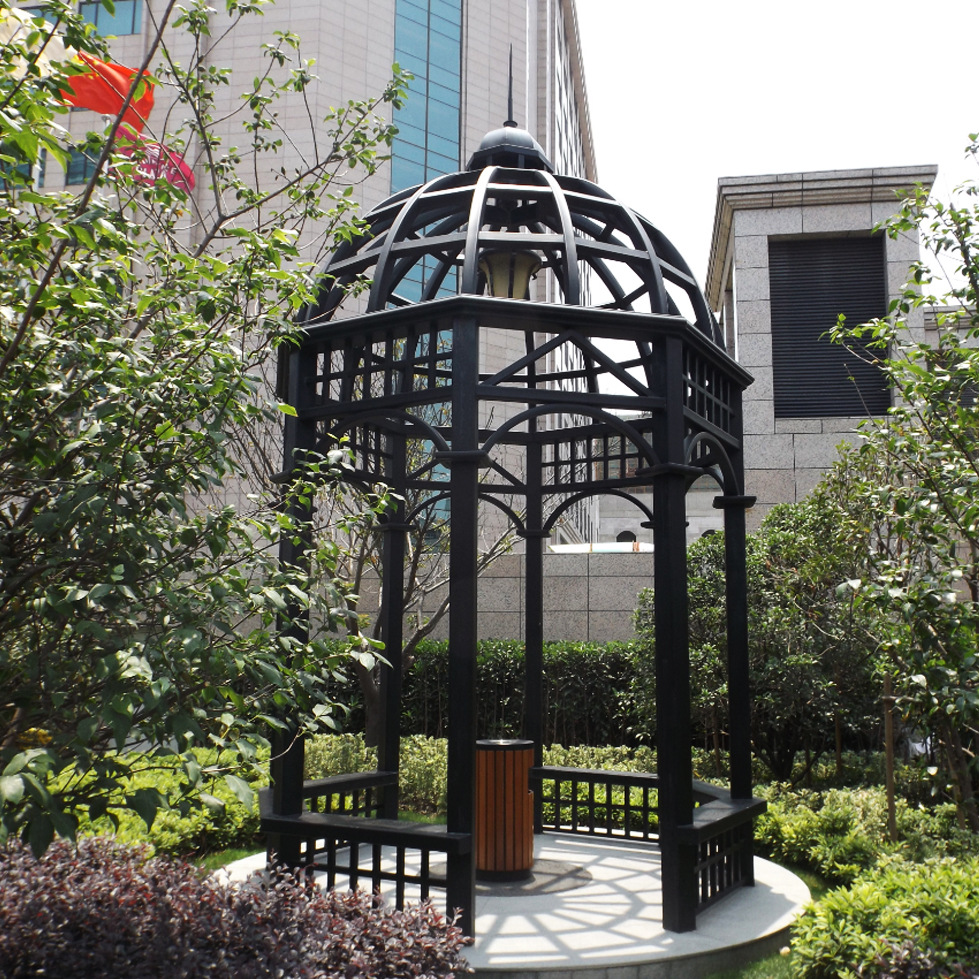 铁艺凉亭新中式别墅庭院露台六角锻压宝盖顶户外艺术绿被园艺亭子