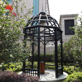 铁艺凉亭新中式别墅庭院露台六角锻压宝盖顶户外艺术绿被园艺亭子