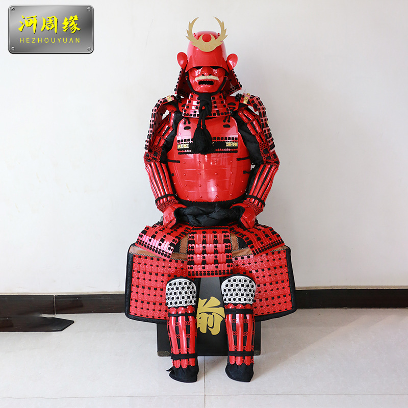 武士甲影视道具 红色甲胄精美道具 日本战国武士盔甲加工定做