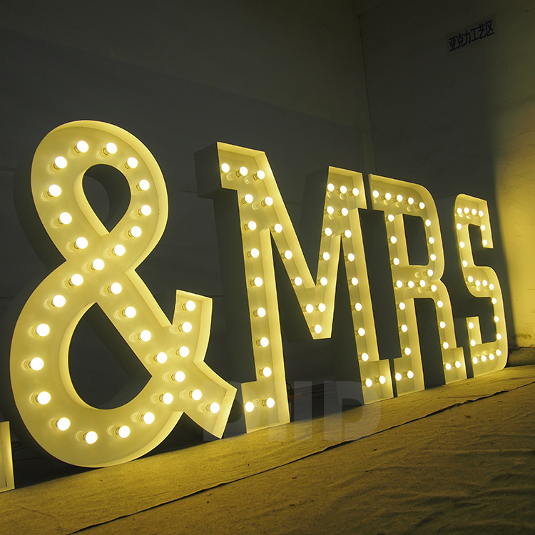 户外大型发光广告字定制发光球泡字立体金属外壳酒店医院招牌定制