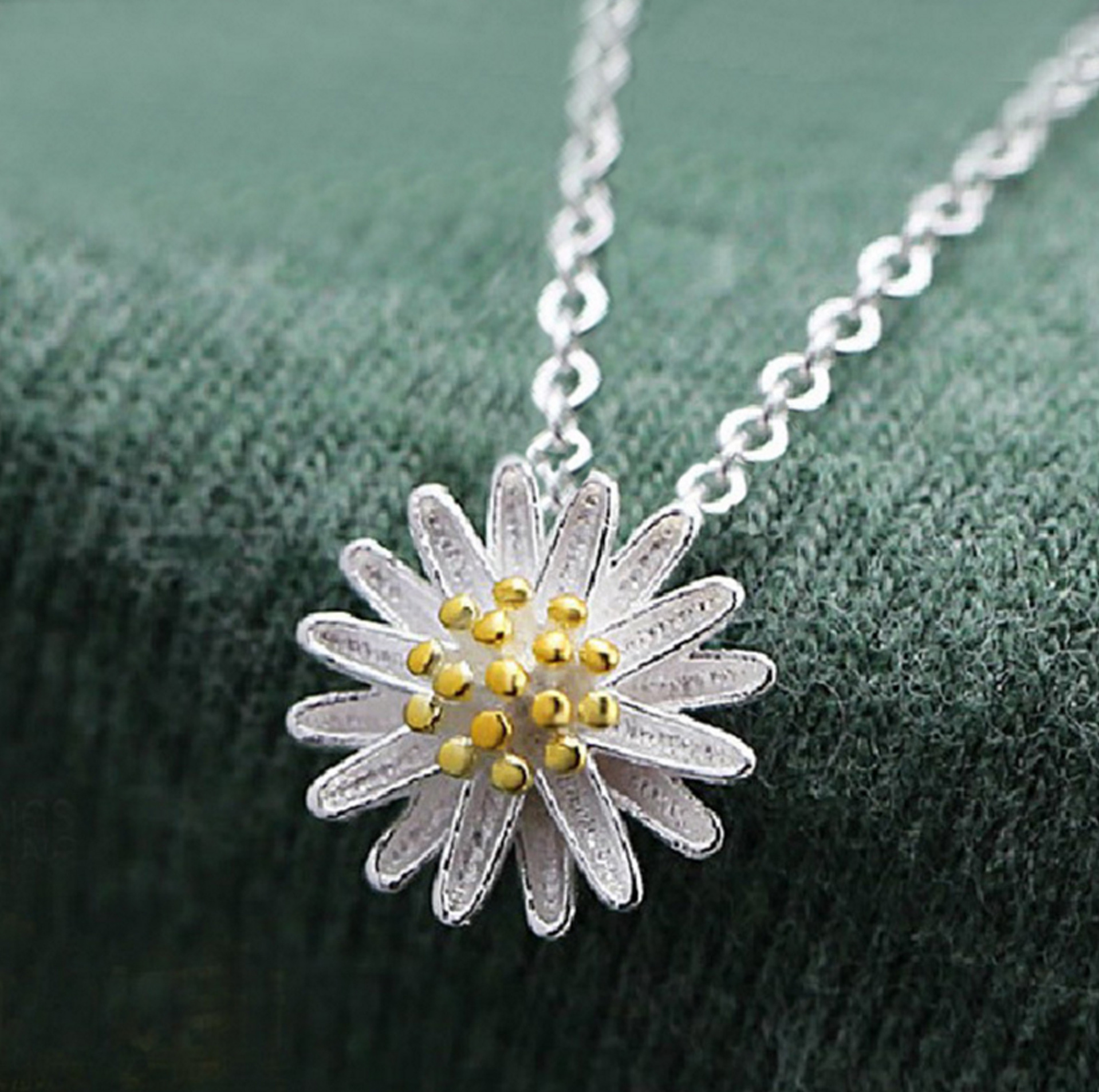 小雏菊太阳花项链女气质时尚小清新向日葵菊花镀银吊坠批发