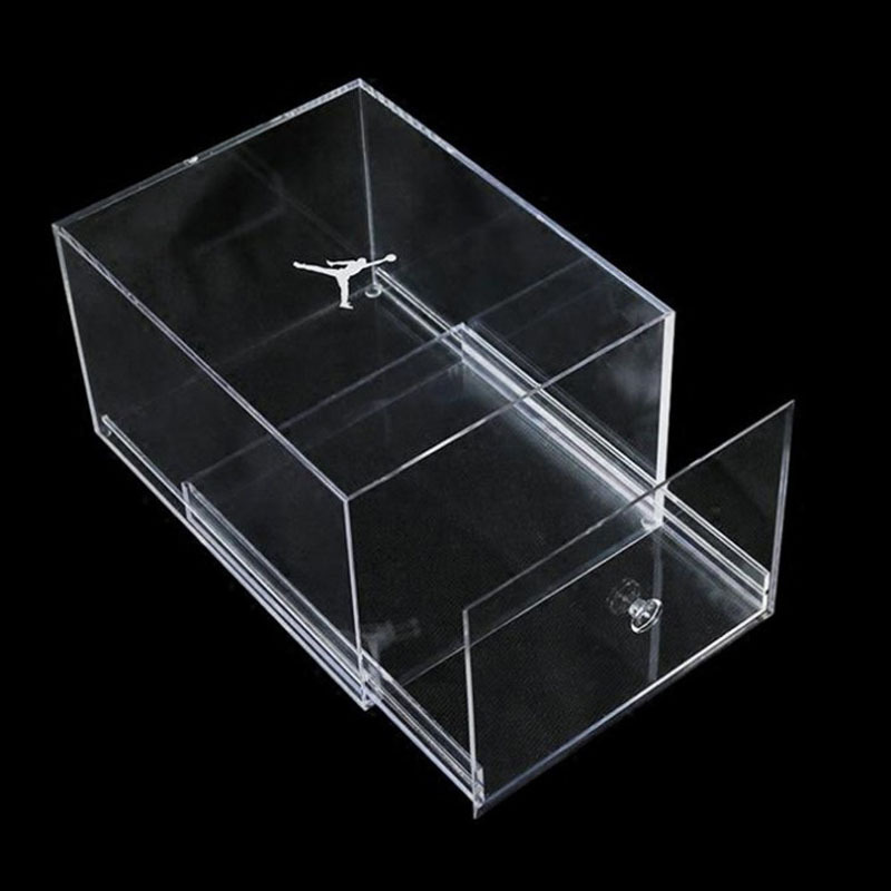 差价定制透明亚克力鞋盒有机玻璃展示盒抽拉式收纳运动鞋盒加工
