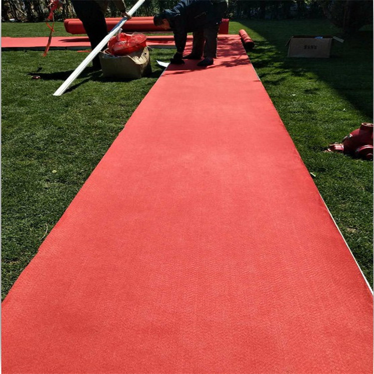 一次性红地毯结婚礼舞台展览会开业喜庆典红色纯色地毡整卷 地毯