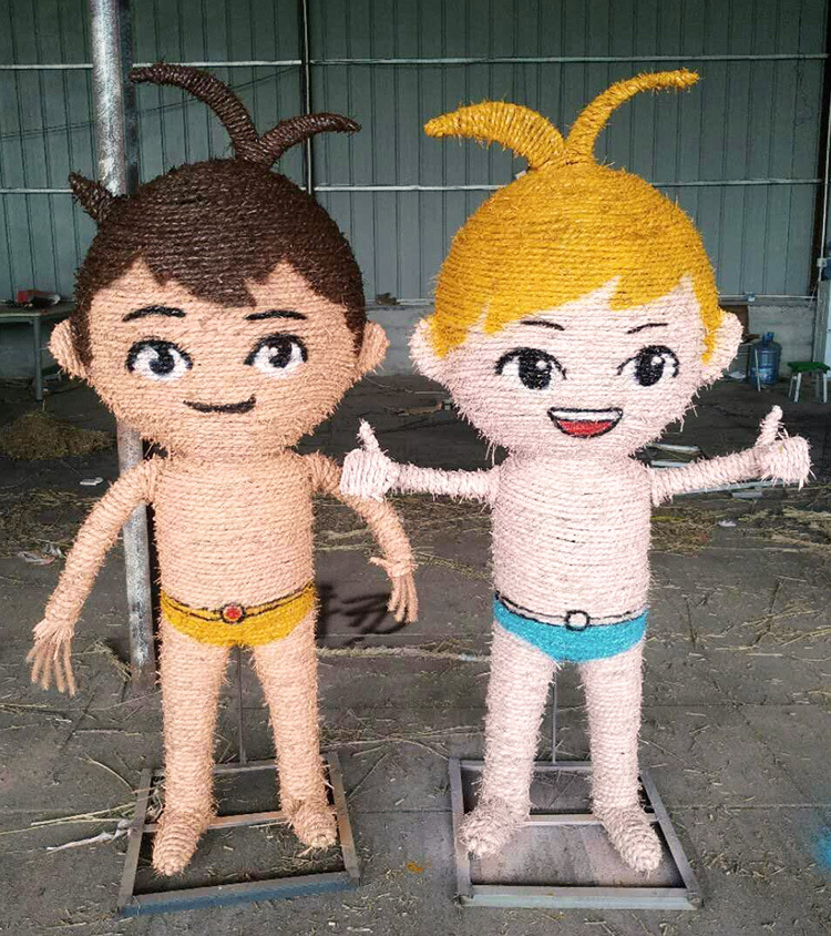 稻草工艺品动物卡通人物农家稻草人制作定做手工稻草做的稻草人