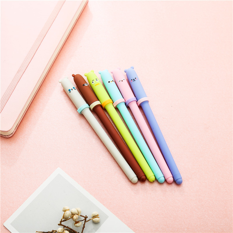 韩国创意动物表情笔帽中性笔 办公文具用品学生书写黑色签字笔