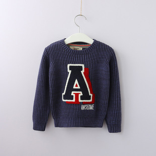 外贸童装毛衣18年新款长袖女童字母毛衣批发 浙江儿童sweater毛衣