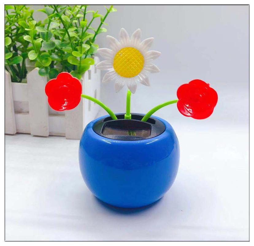 Factory Direct Sales Solar Apple like Flower Car Decoration Automatic Shake SUNFLOWER Car Decoration Ornament Wholesale