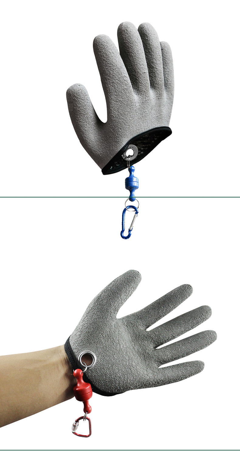 新品钓鱼抓鱼防刺防扎防滑手套 pe浸胶手套户外垂钓用品半掌手套