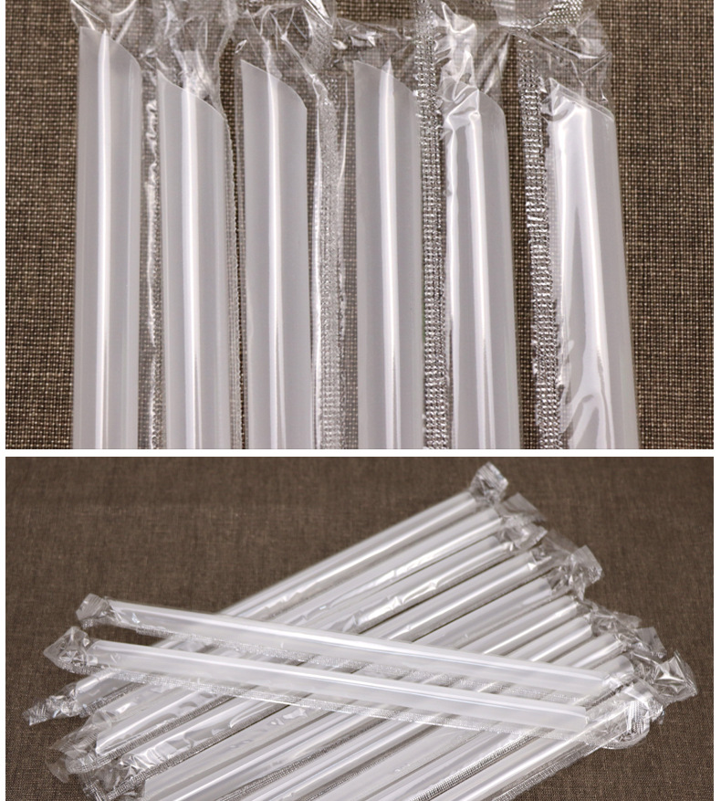 12*240一次性珍珠奶茶粗吸管 独立包装透明环保塑料吸管4000支装