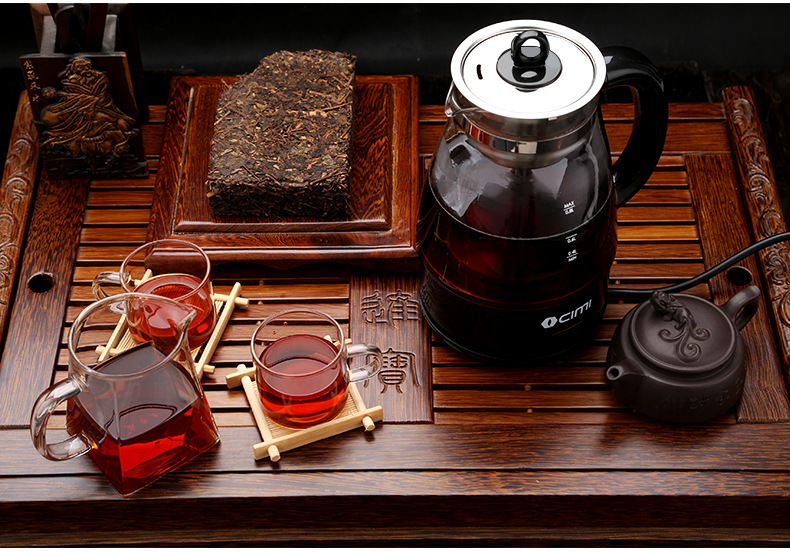 西麦办公室煮茶器黑茶全自动蒸汽小容量电热煮玻璃电茶茶壶pc08h