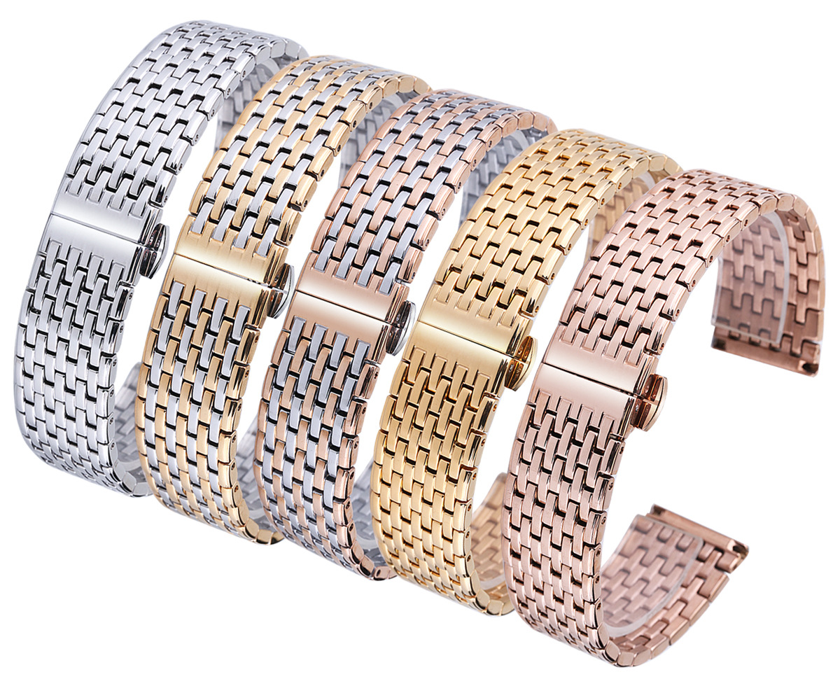 现货供应全钢实心表带 316l钢九珠表带 大气商务男士表带 薄款