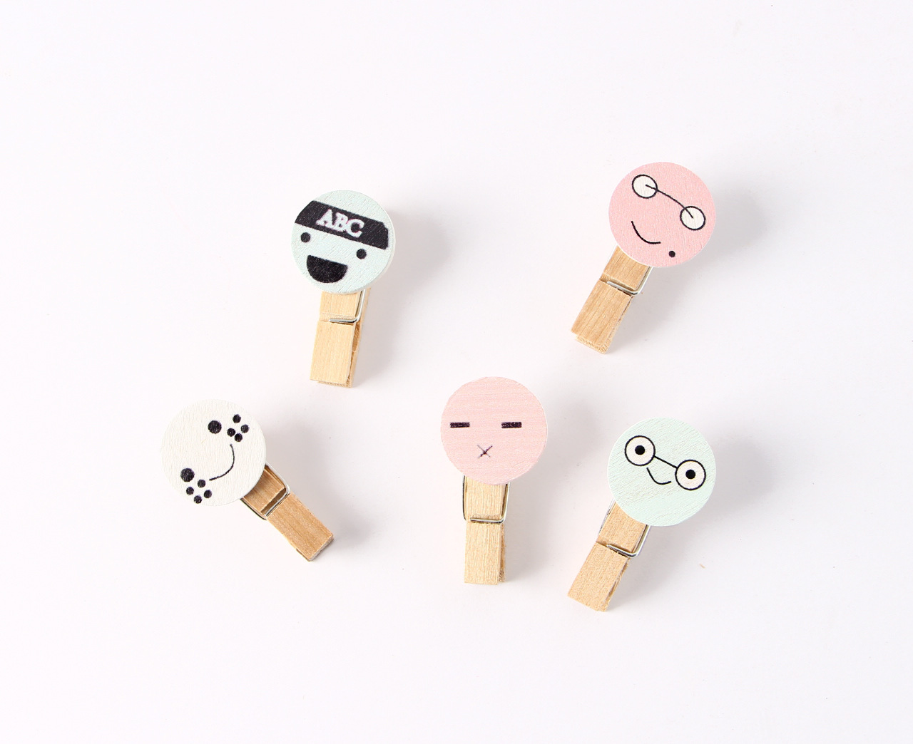 小木夹 留言夹子 便签夹 照片夹相片夹子可爱卡通送麻绳/圆脸表情