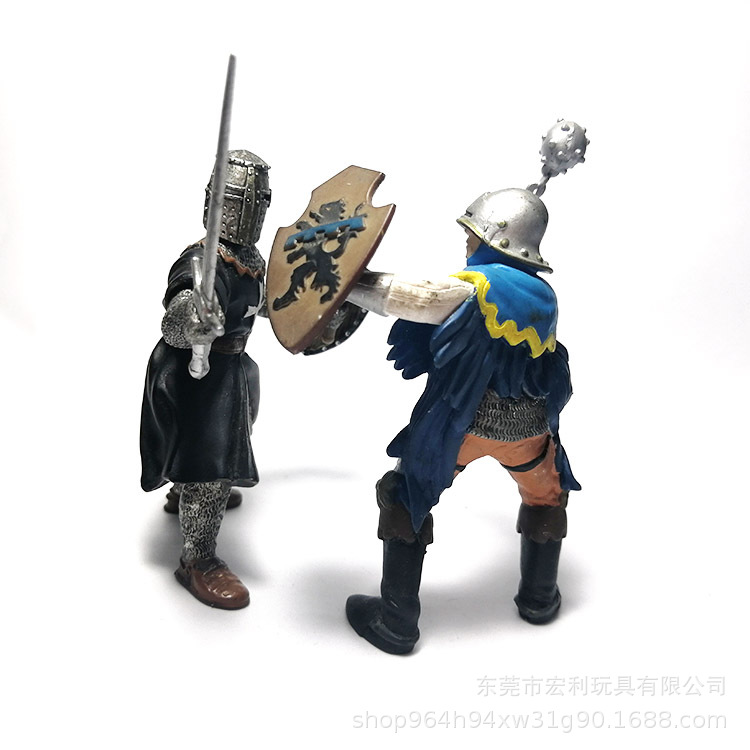 东莞厂家8折定制pvc中世纪军事战争古代兵人剑盾士兵玩具模型