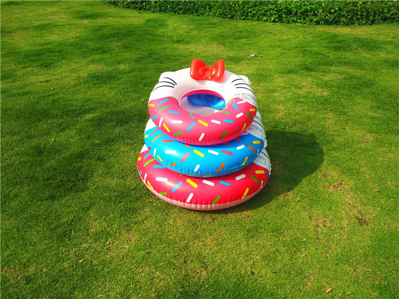 儿童游泳圈加厚kt小猫猫圈 水上充气泳圈卡通蝴蝶结游泳甜甜圈